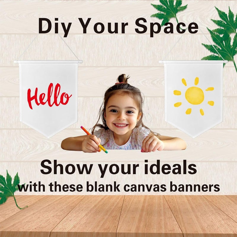 TTXXLL 20pcs Blank Canvas Banner 10.82"x15.74" | 12oz Fabric Canvas Banner Wall hanging Art for DIY Kids Room Decor,Enamel Pin Wall Display,Birthday Backdrops & Educational Play | Safe for Toddlers & Nursery & Infants - Image 2